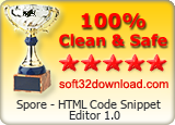 Spore - HTML Code Snippet Editor 1.0 Clean & Safe award